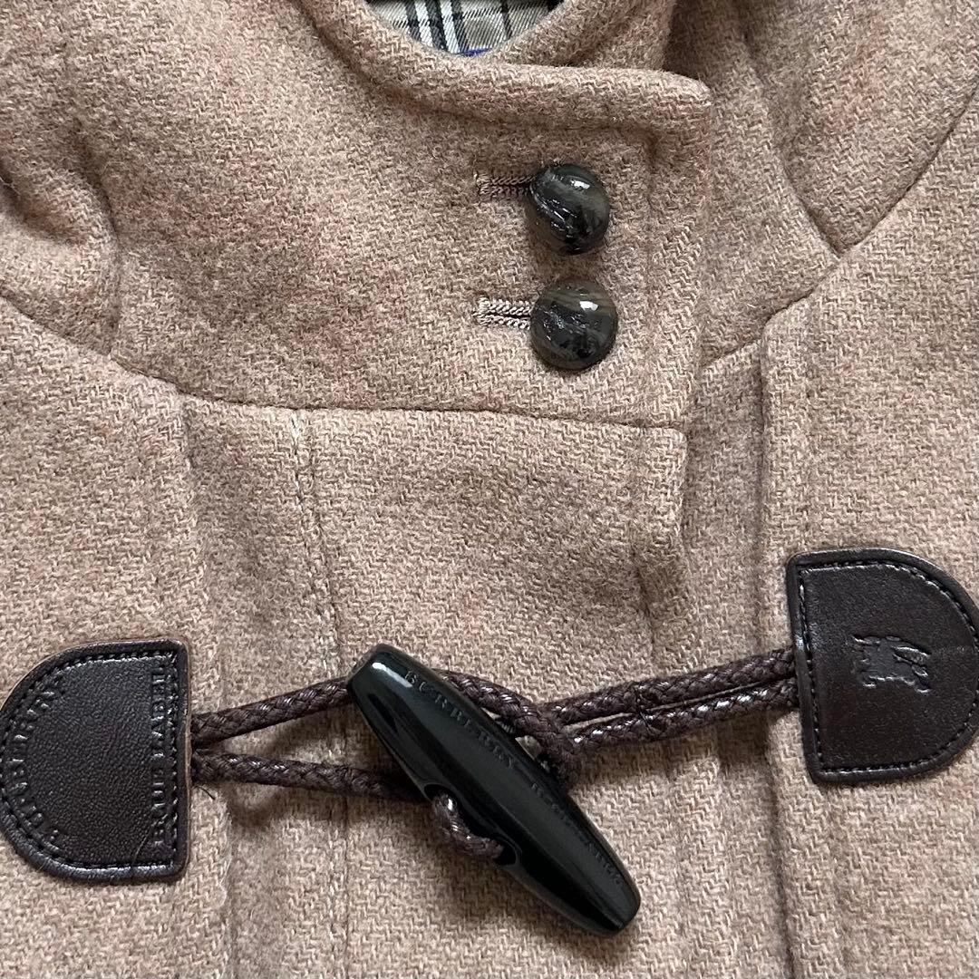 バーバリーブルーレーベル ダッフルコート　ノバチェック ショート キャメル M