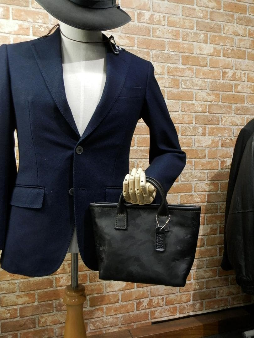 ☆XSサイズ☆カモフラ迷彩柄レザー×スカイブルー裏地のミニトートバッグ