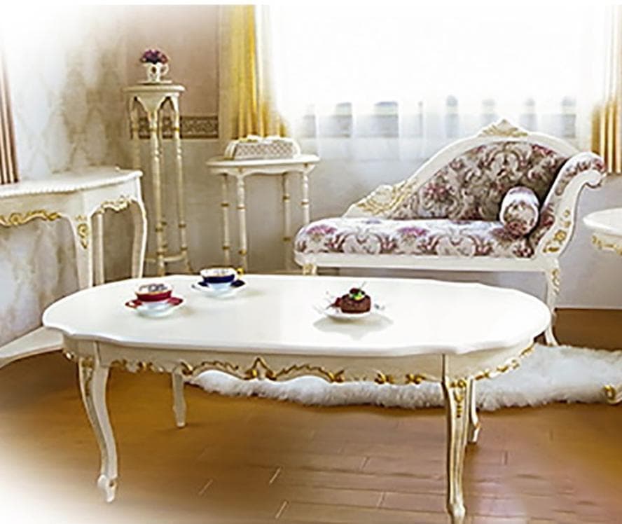 激安！　131cm センターテーブル 新品　アイボリー 金箔 白家具　天板保護