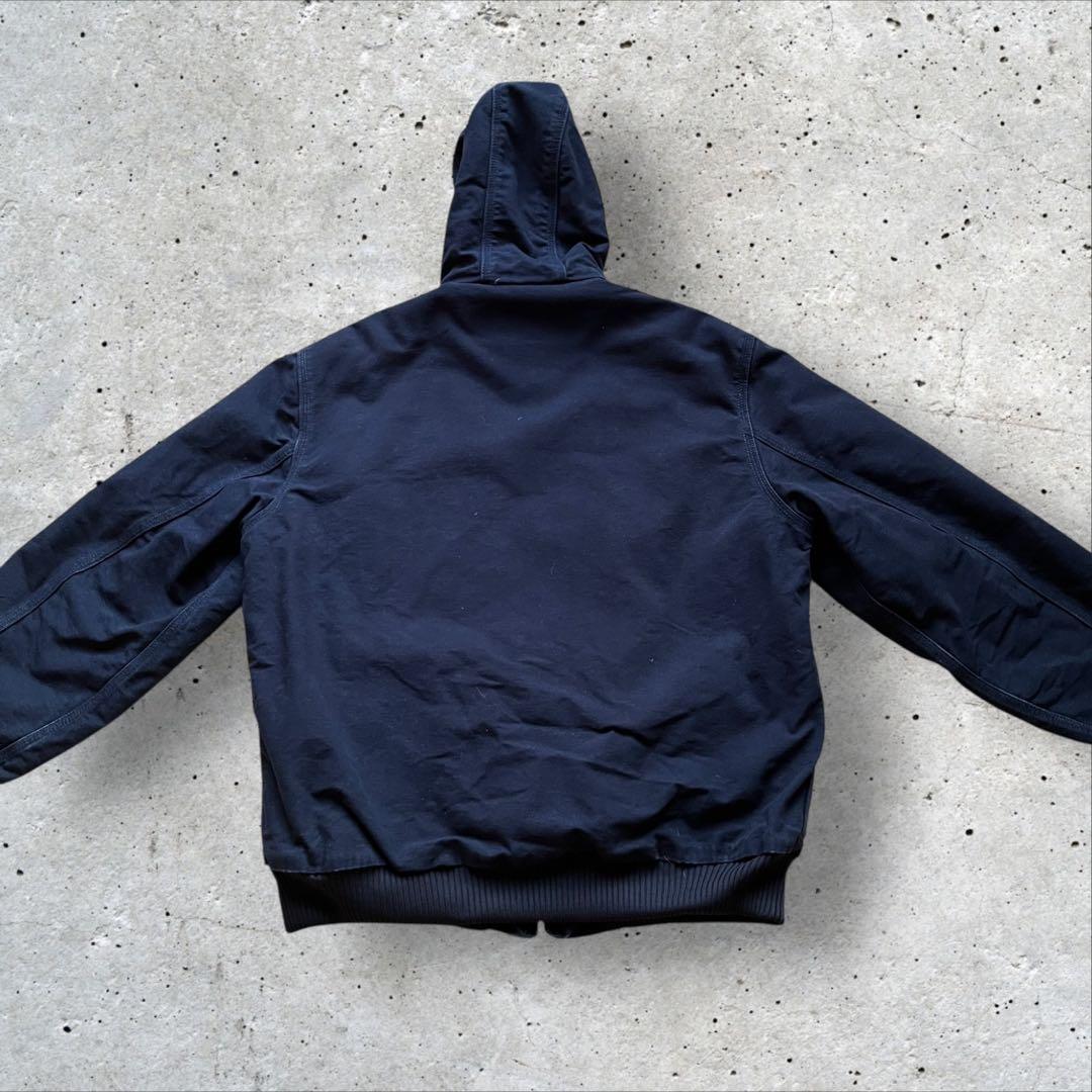 【00s】USA製carharttアクティブジャケット　ダック地　企業ロゴ