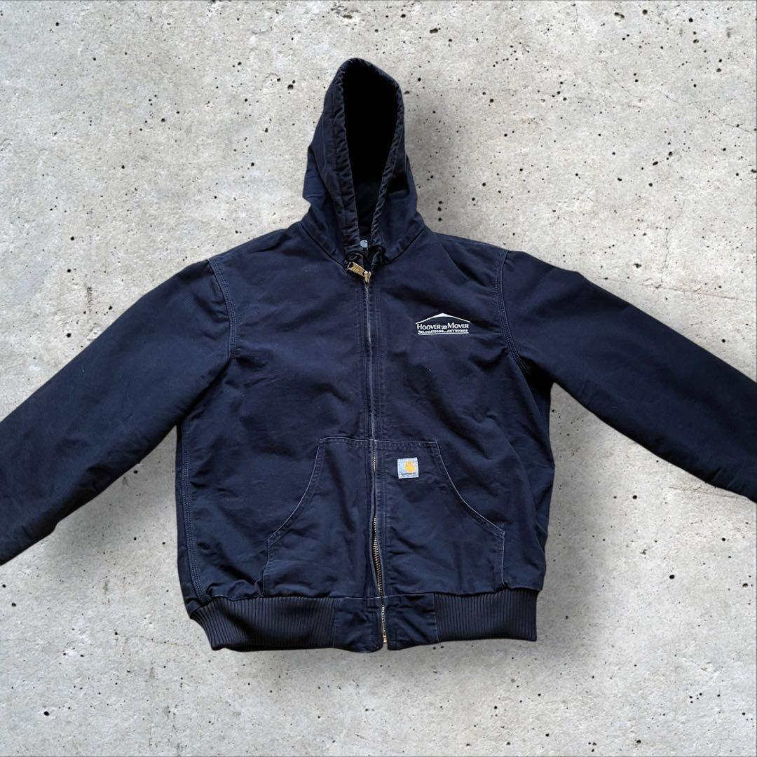 【00s】USA製carharttアクティブジャケット　ダック地　企業ロゴ
