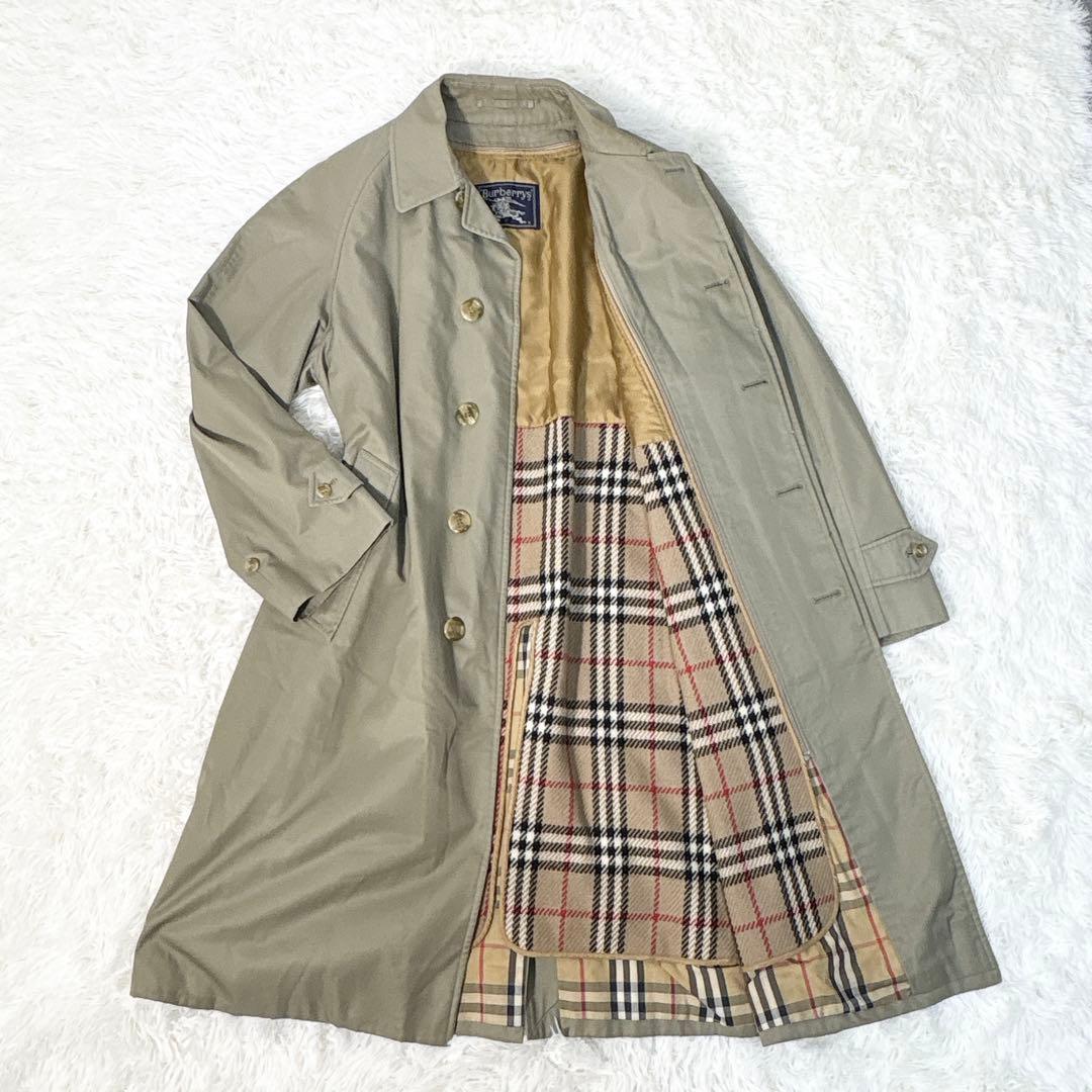 バーバリーズ ステンカラーコート ライナー付 裏地ノバチェック L
