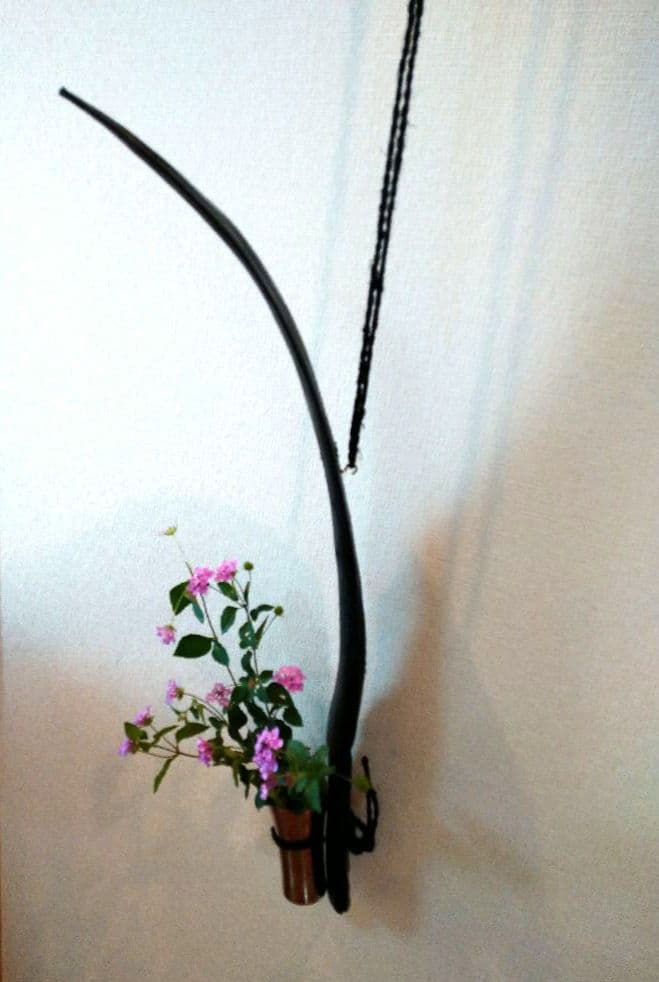 ♥花瓶・オブジェ・インテリア♥７７cm特大⬛壁掛け・反ブラック飾り台グラス付