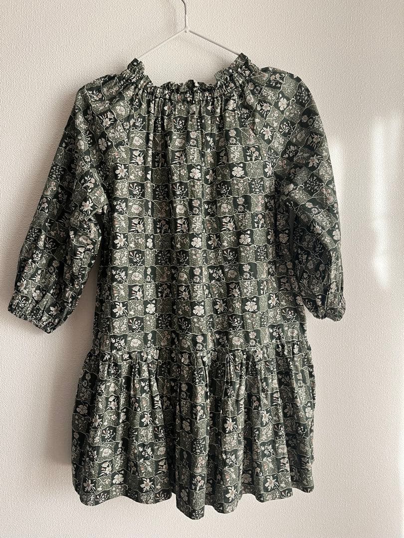 soor ploom 緑色 花柄 ドレス 3Y/98cm
