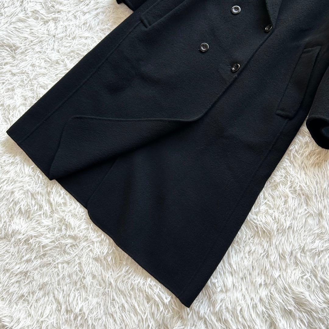 【極美品】バーバリー　ダブルブレスト　チェスターコート　カシミヤ混　黒　M相当