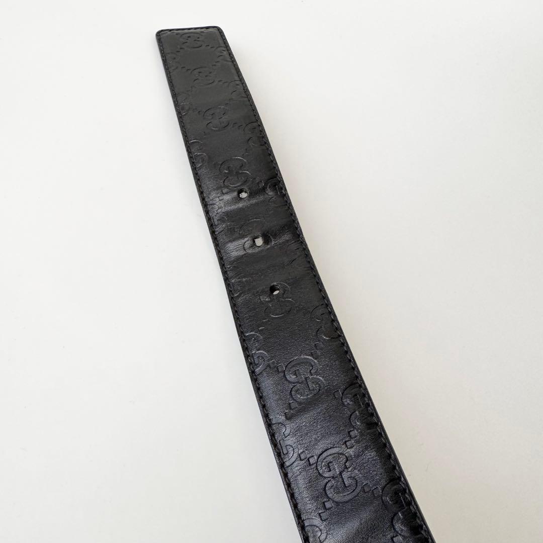 【美品】GUCCI シマ　GG　ベルト　ブラック　レザー