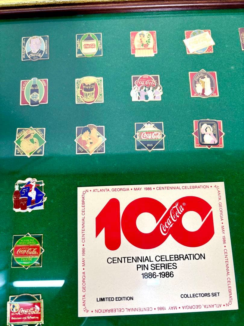 #コカコーラ100周年記念 ピンバッジ コレクターズセット 1886-1986