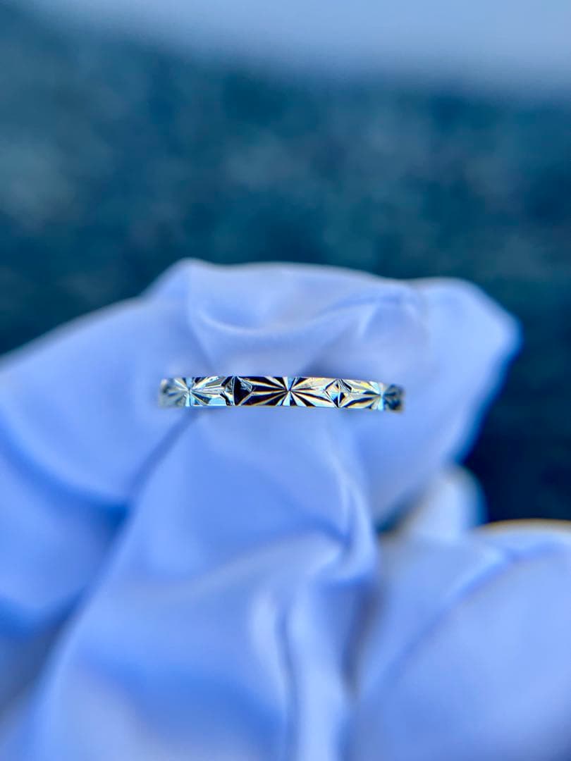 幾何学模様リング　彫金　エングレービング