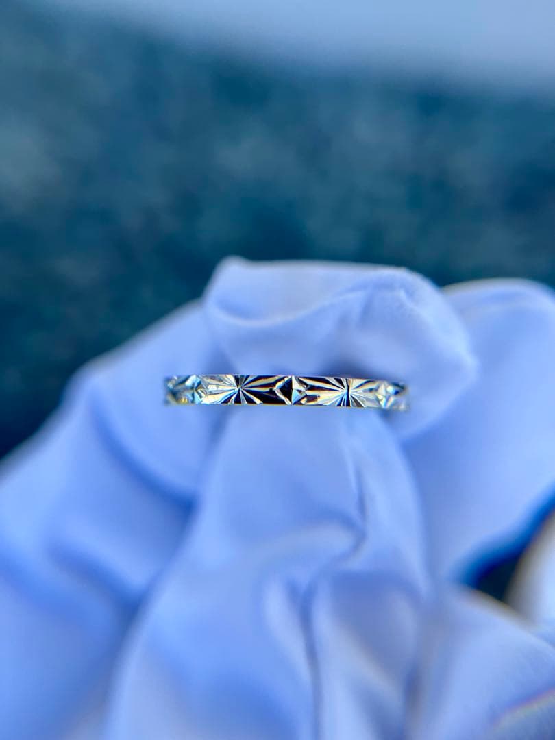 幾何学模様リング　彫金　エングレービング