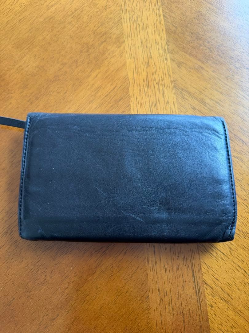 ann demeulemeester ブラックレザー 長財布 スナップボタン付き