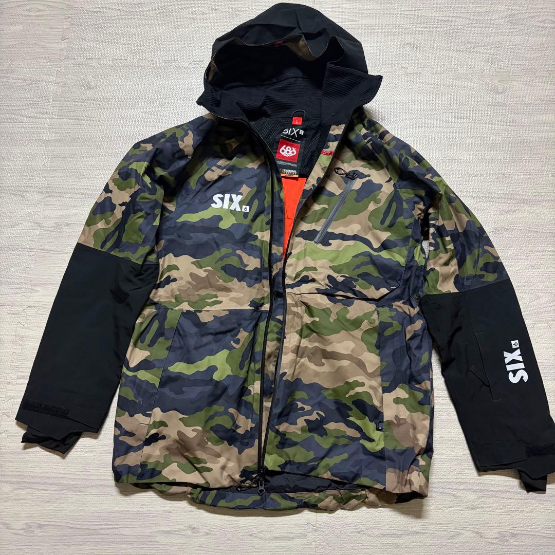 ラスク686 スノーボードウェア セットアップ L迷彩カモフラ ビブパンツ