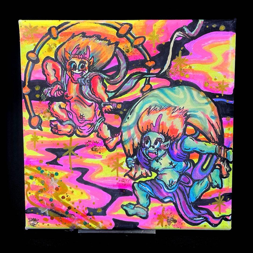 絵画 fujin raijin Psychedelic Japanese Art