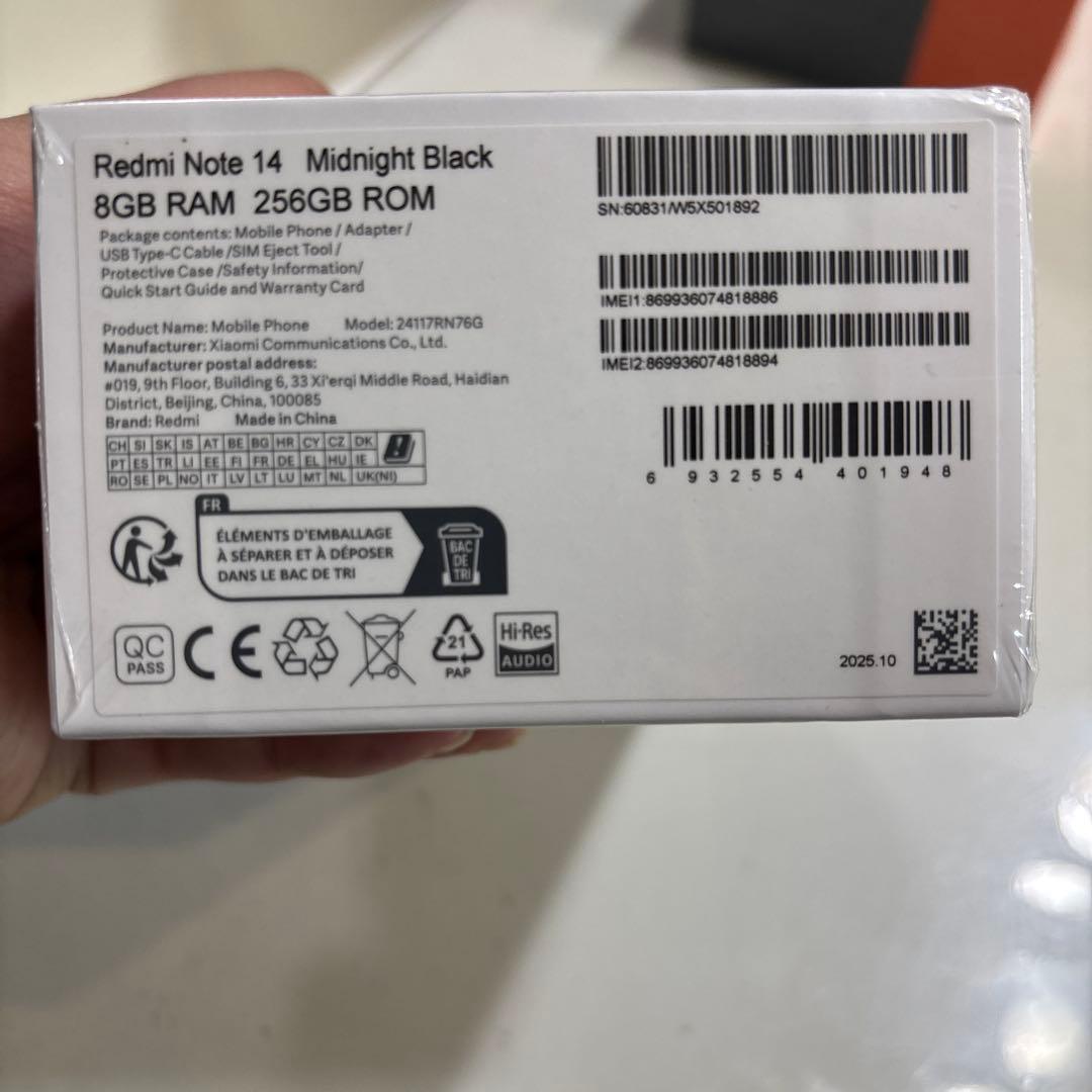 スマートフォン本体 Redmi Note 14 8GB/256GB Midnight Black