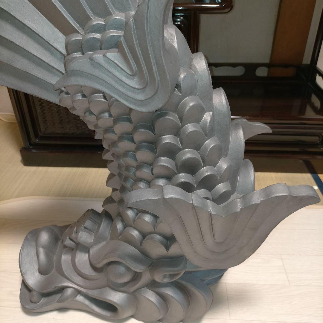 お*ん様 【鬼師・長尾龍作 銘入り】登り鯱 姫路瓦工芸 刻印 大型69cm シャ