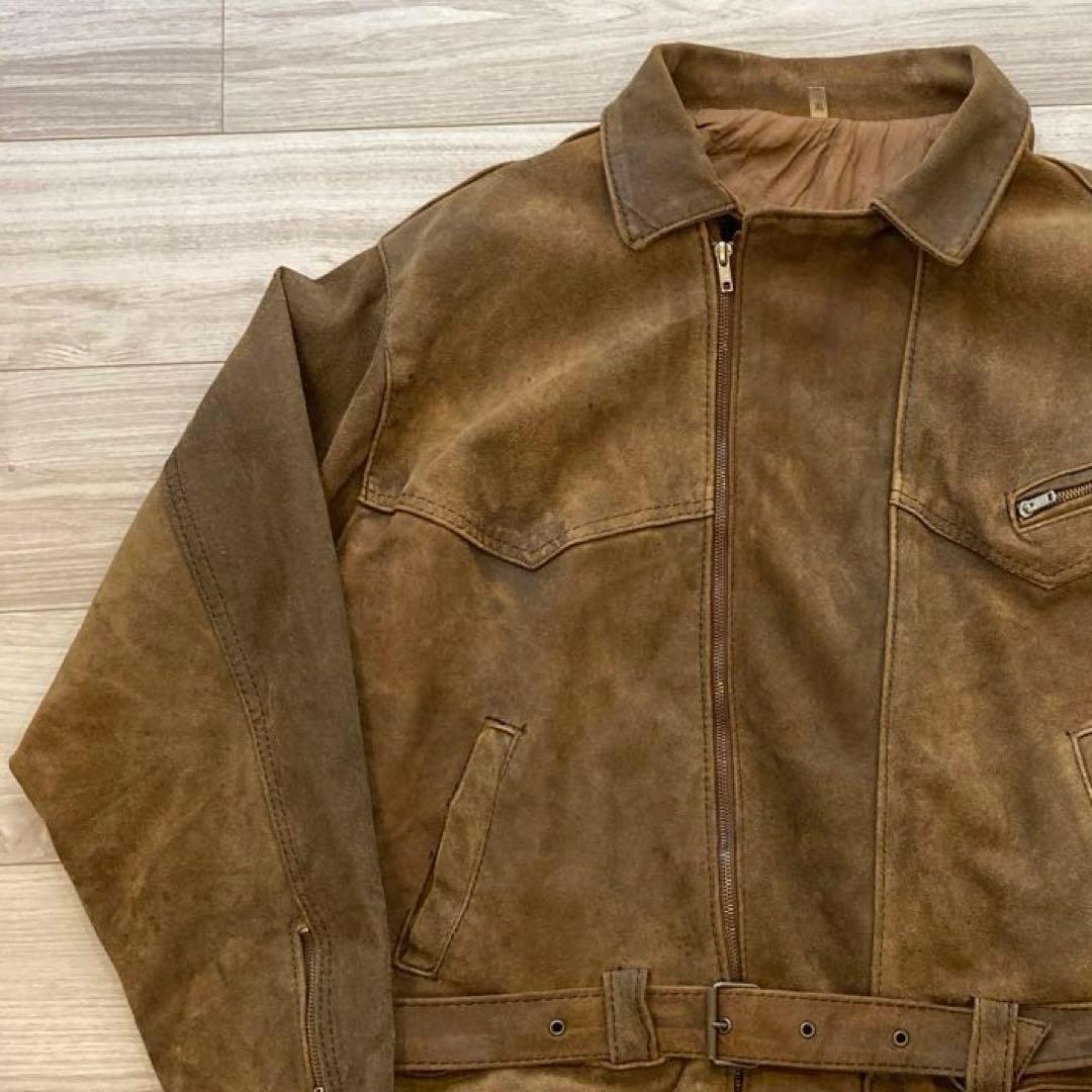 ライダース　スウェード　本革　バイシクルジャケット　ユーロ　アウンノン　80s