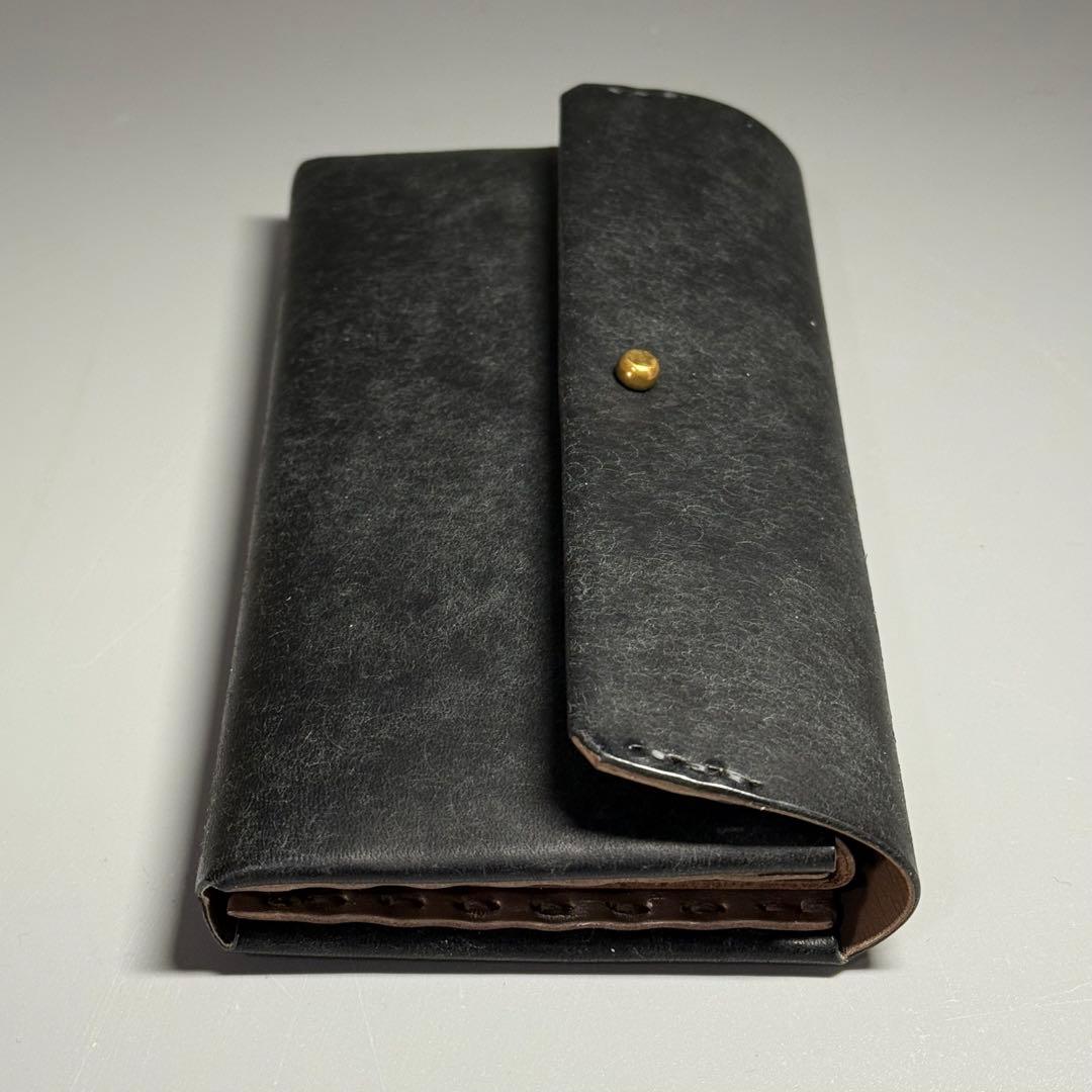 SAFUJI ミニ長財布 ホック グレイブラック レザー 財布 さふじ