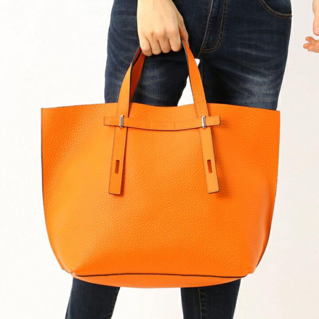 FURLA MEN GIOVE XL オレンジ レザー トートバッグ