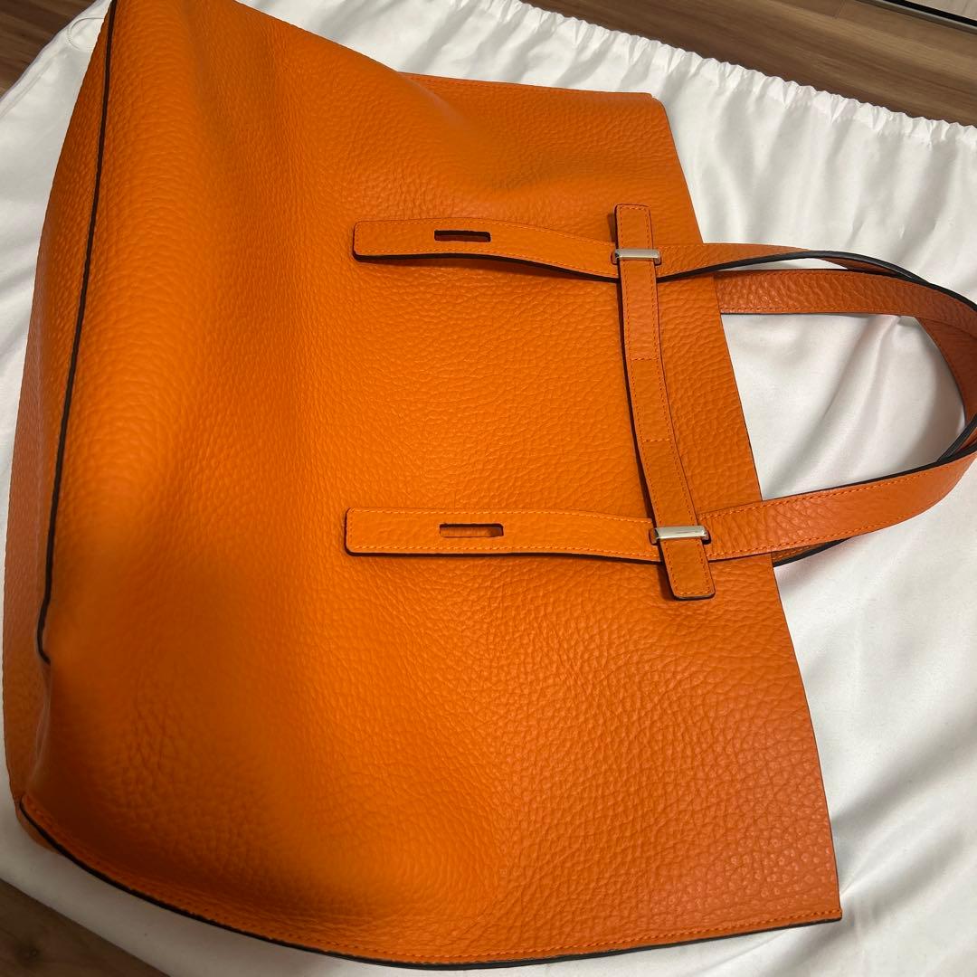 FURLA MEN GIOVE XL オレンジ レザー トートバッグ