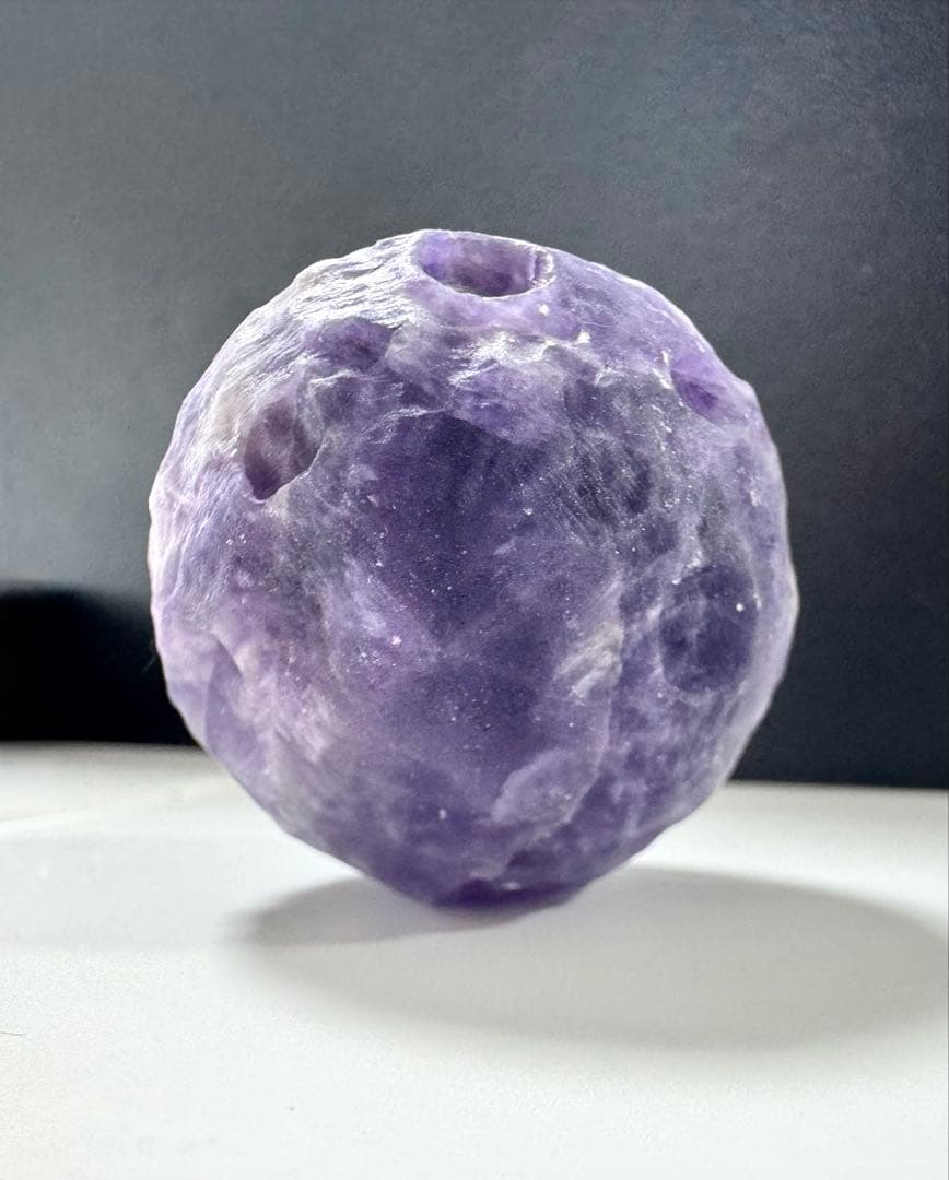 アメジストのクレーター　球体置物　月と星の台付　アメジスト　浄化　天然石　癒し