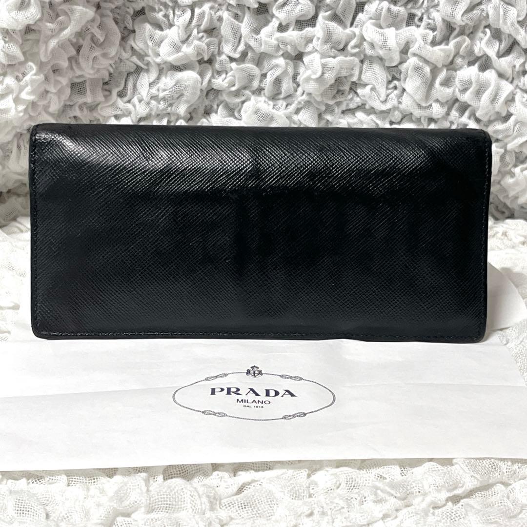 良品✨プラダ 長財布 三角ロゴ 近年モデル サフィアーノレザー ブラック　黒