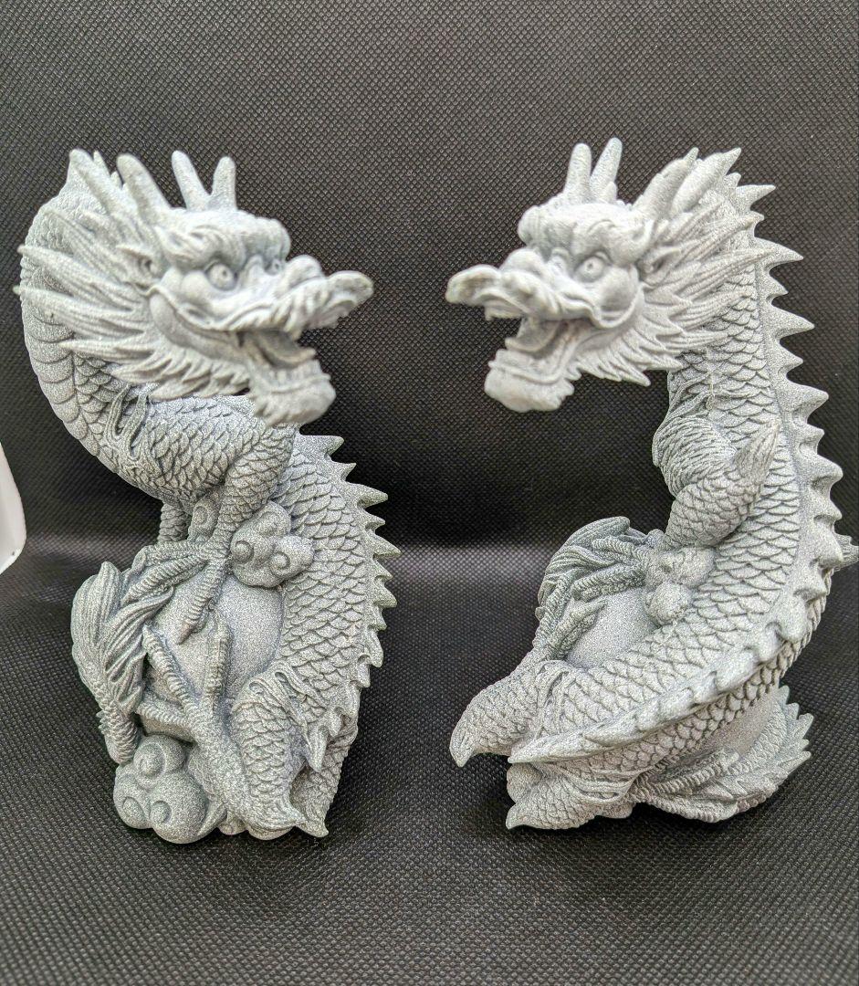 新入荷✨️ペア龍♡２体セット　龍の置物　青石彫刻　ドラゴン　縁起物　幸運　風水