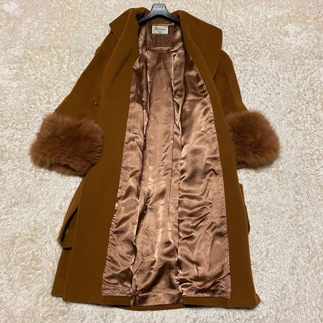 2way✨ダイアグラム　ベルテッドコート　ロング　ウール　フォックスファー
