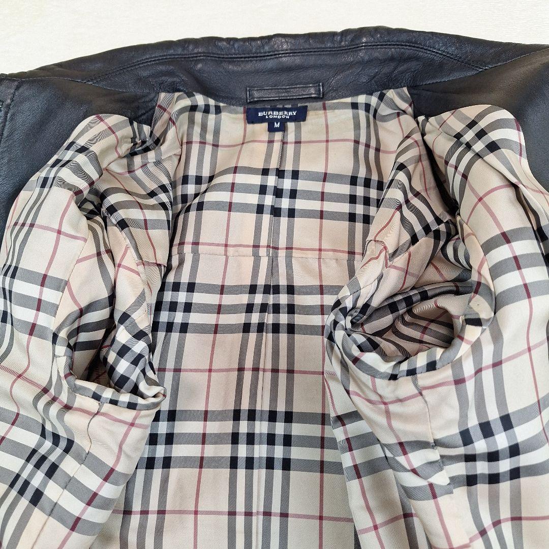 BURBERRY　ラムレザージャケット　ブラック　裏地ノバチェック　M