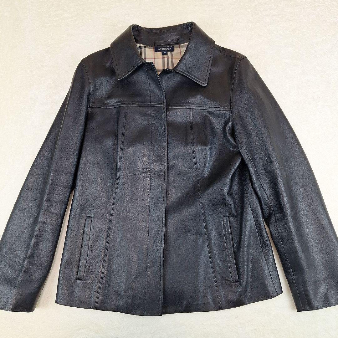BURBERRY　ラムレザージャケット　ブラック　裏地ノバチェック　M