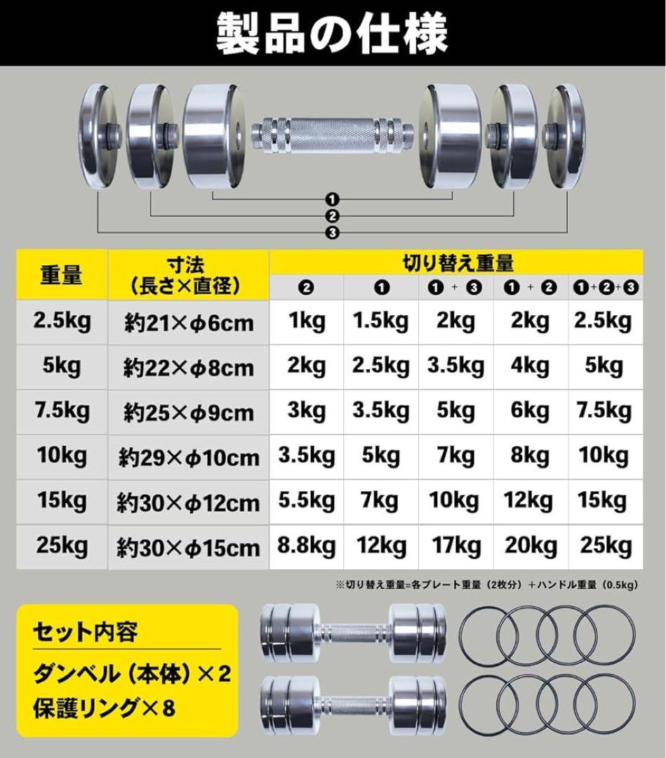 【nanana】steady 15kg可変式ダンベル×2