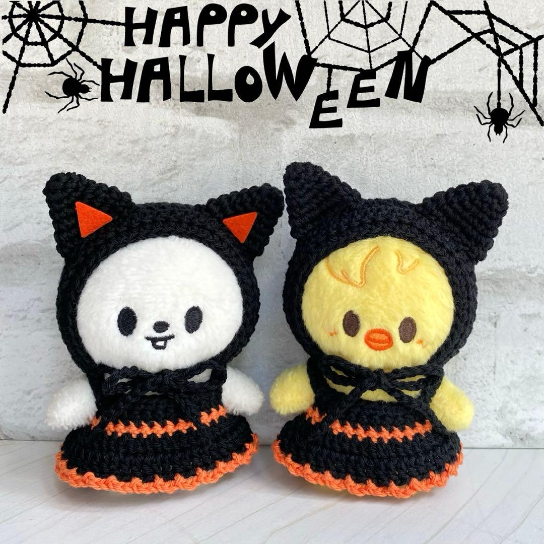 SKZOO 10cm ぬい服 猫耳ボンネット＋ワンピースセット