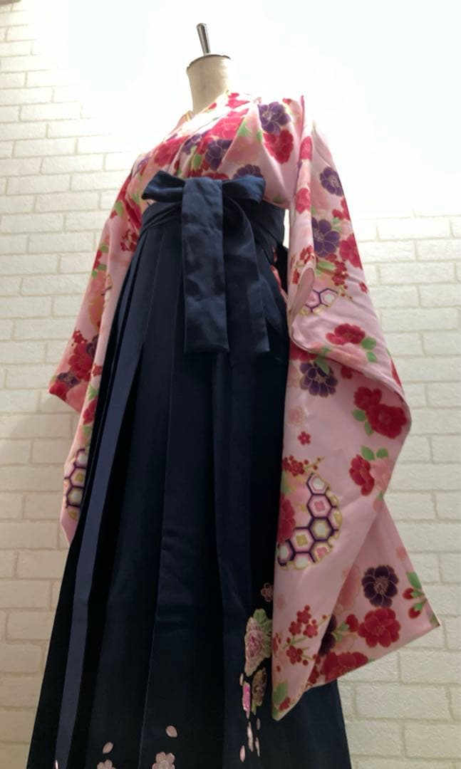 アリサナ　卒業式　袴　150 ピンク　紺　大正ロマン　撮影　サクラ大戦