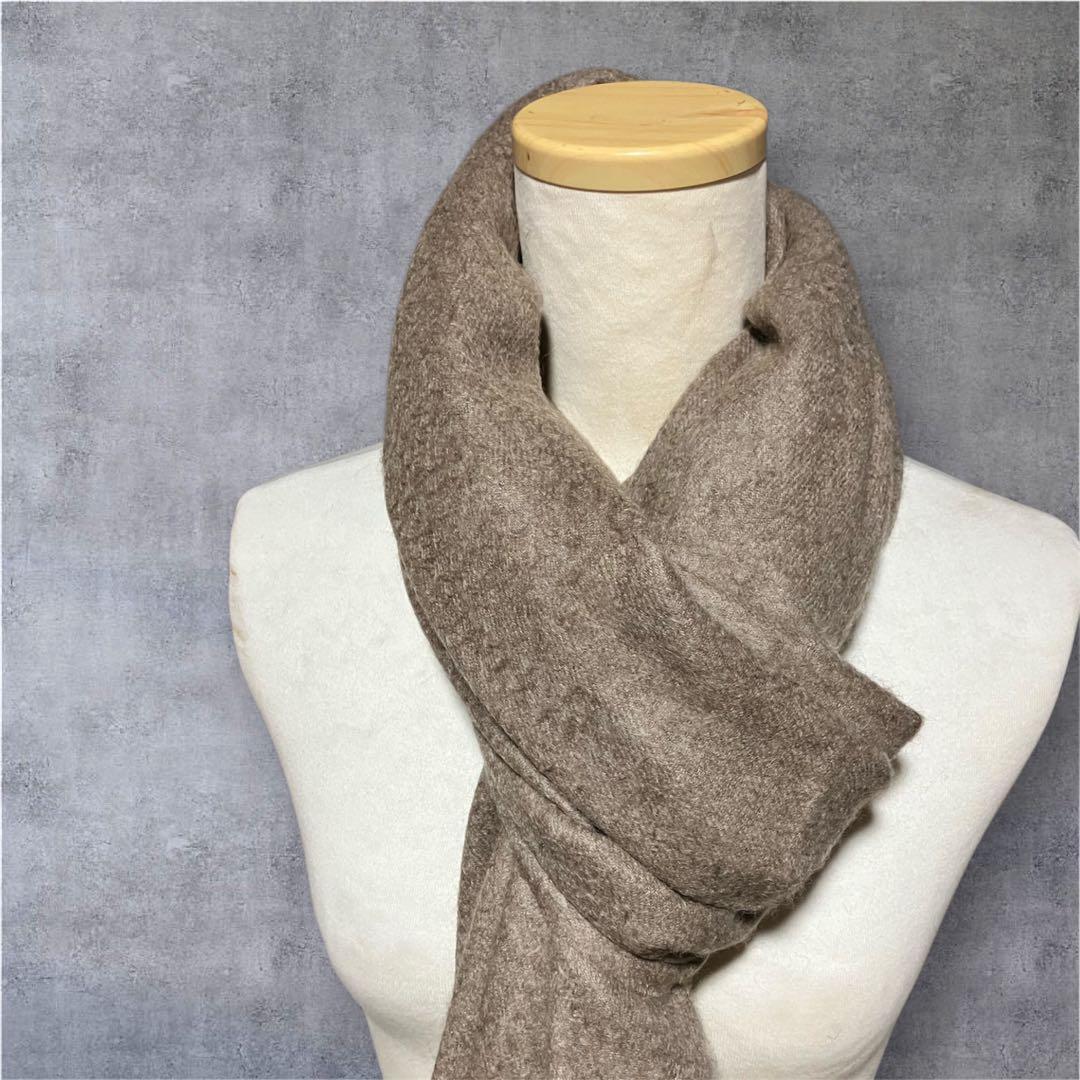 グレージュフワフワなめらかカシミア100%60幅ストール 新品
