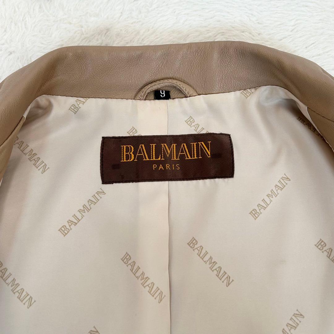 美品❗️BALMAIN ラムレザー　ジャケット　羊革　銀ボタン　S