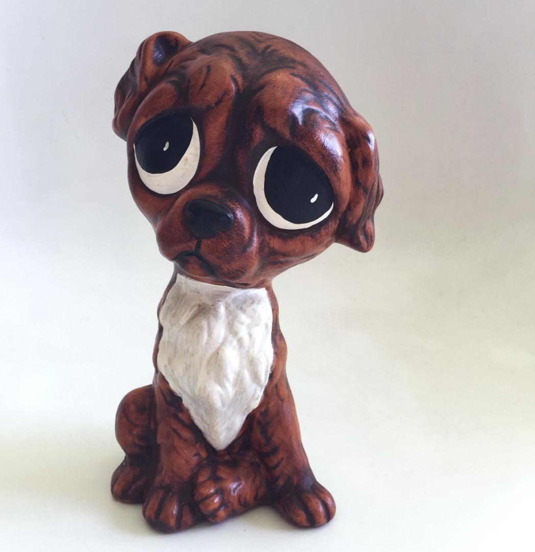 ビンテージ 陶器製 Big eye dog置物 犬 Sad eye