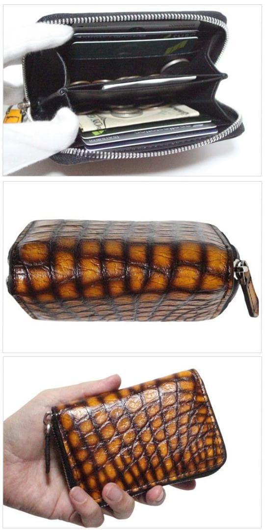 04ヲ 本物 クロコダイル 小銭入れ メンズ レディース 小さい 人気 ミニ財布