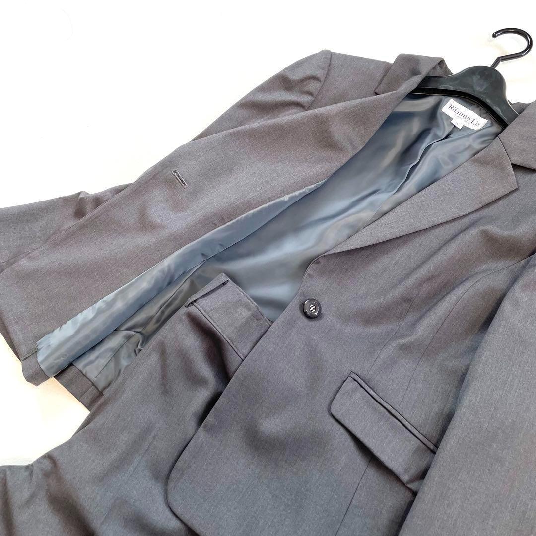 【極美品・未使用級】リファンネ パンツ セットアップ スーツ 15号 グレー