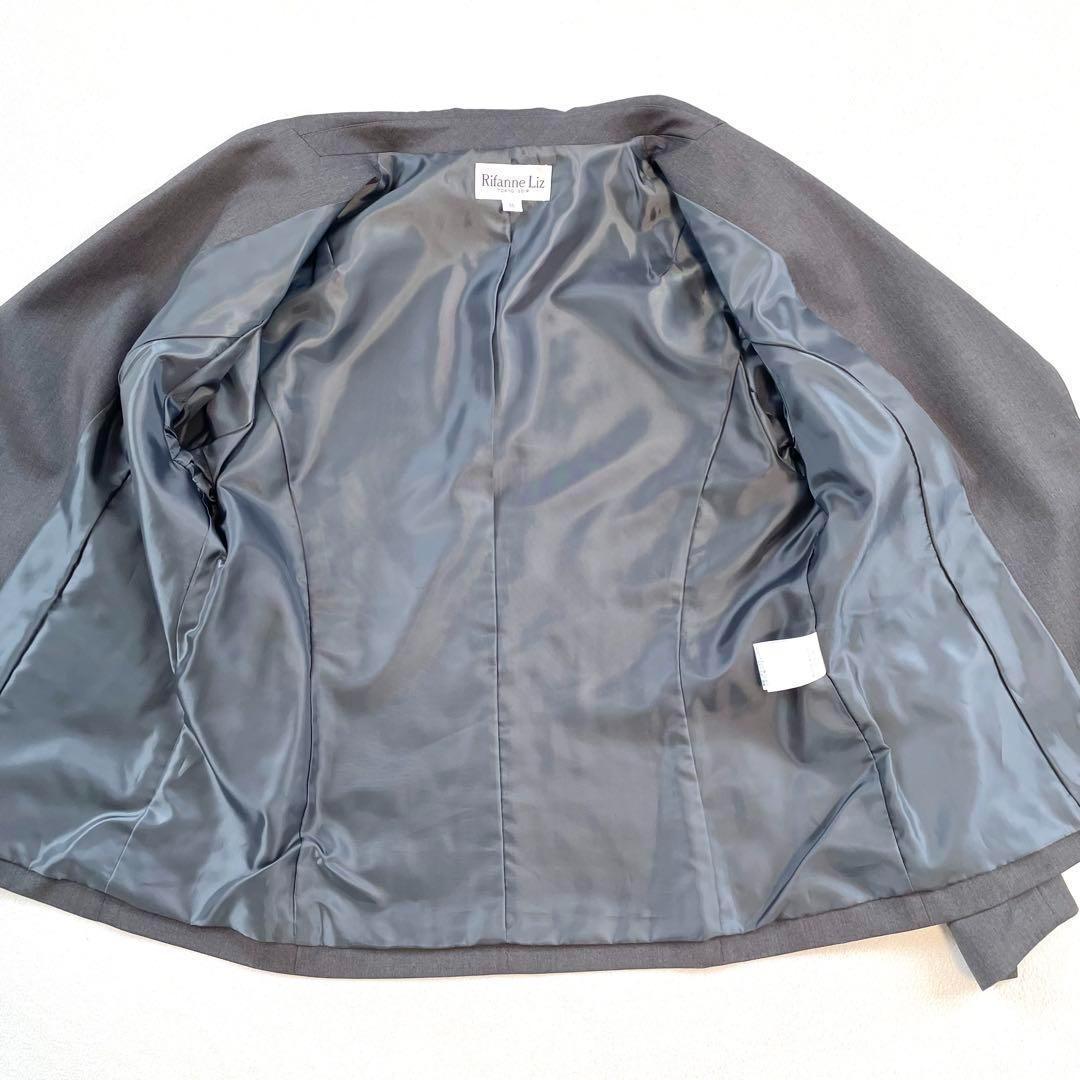 【極美品・未使用級】リファンネ パンツ セットアップ スーツ 15号 グレー