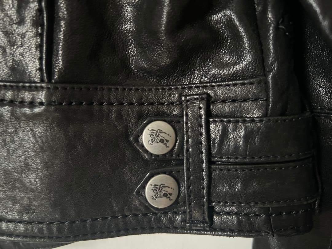 BURBERRY BLUE LABEL ダブルライダースジャケット 羊革 黒38