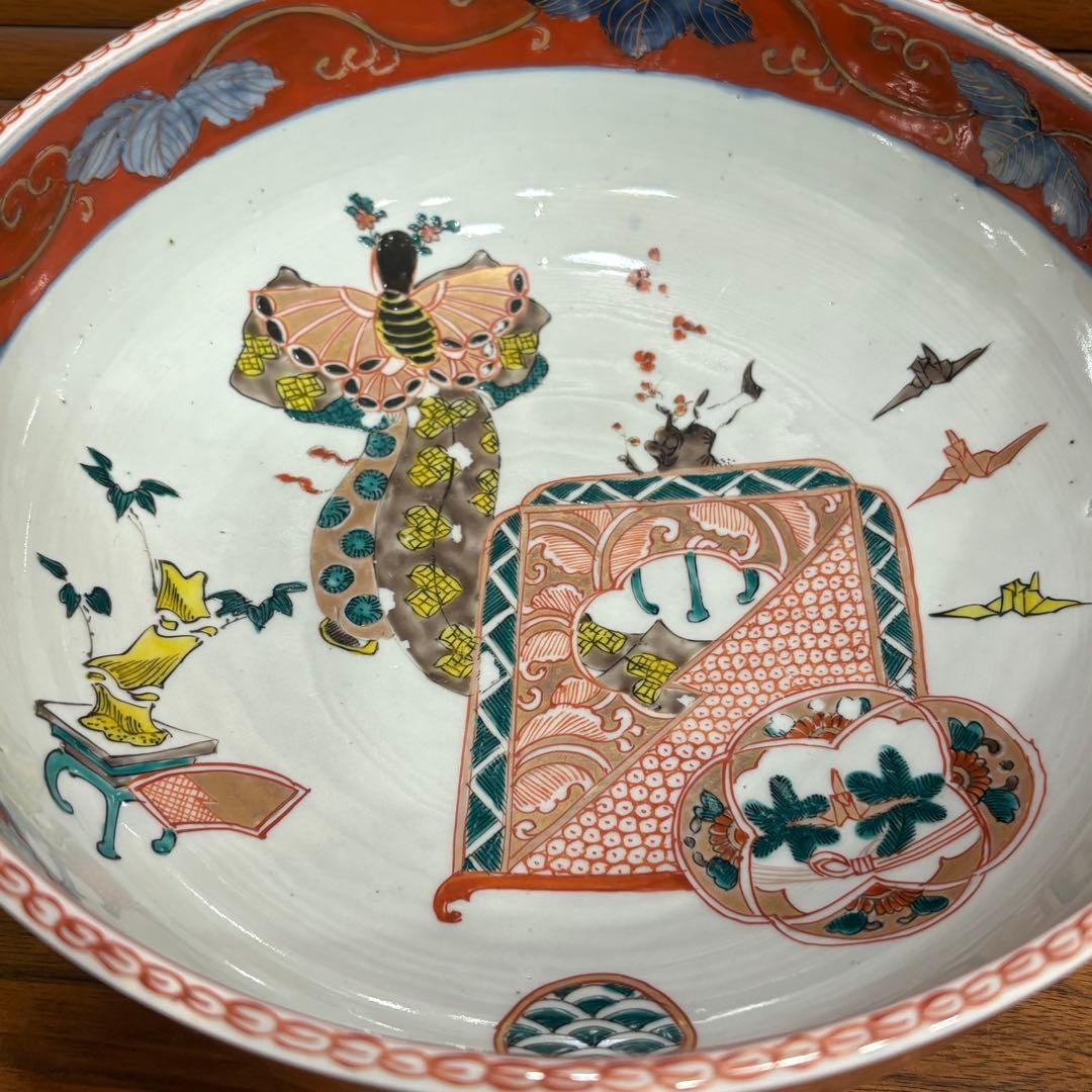 江戸時代　能舞古伊万里　赤絵　鉢