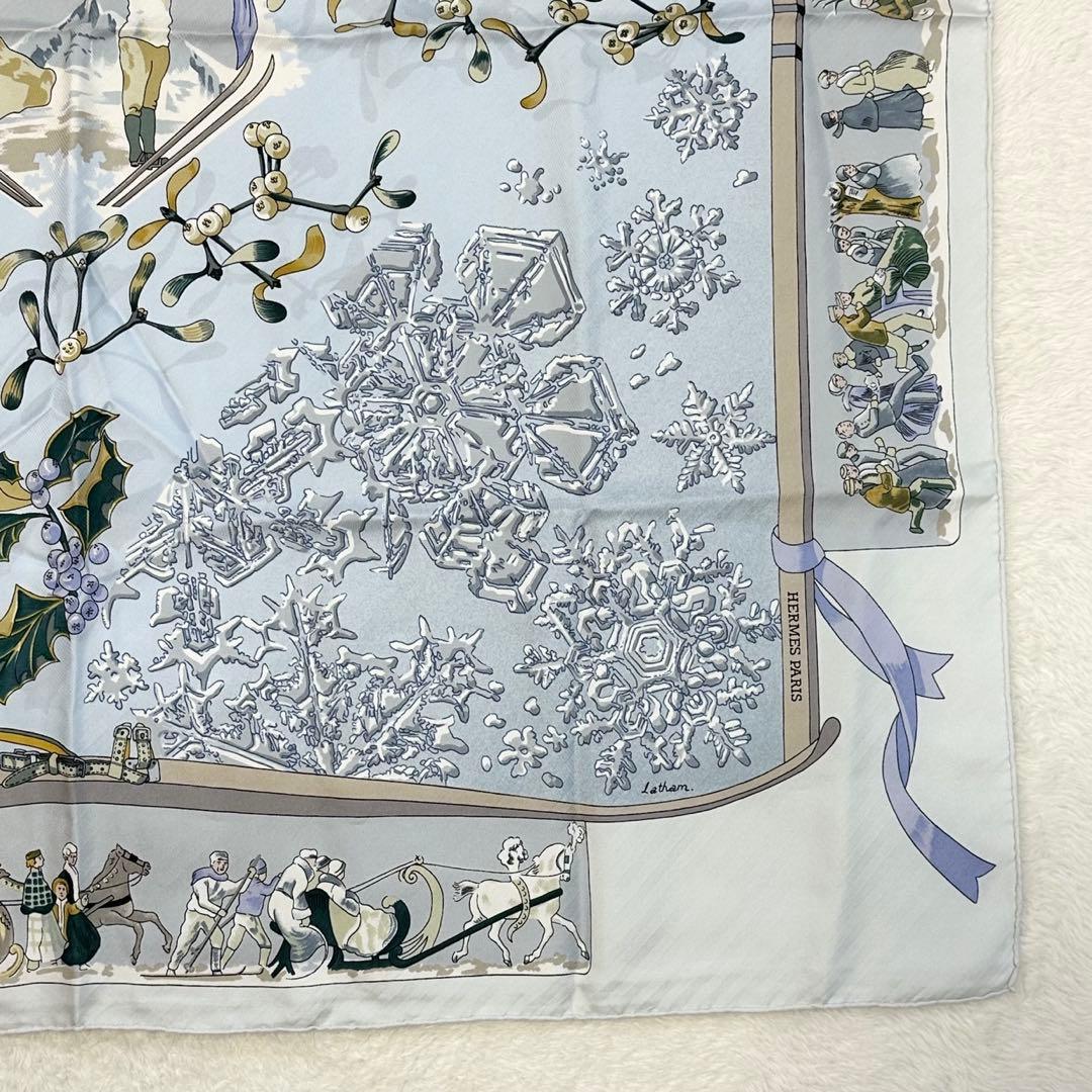 極美品✨エルメス カレ90 スカーフ Neige d'Antan 去年の雪 大判