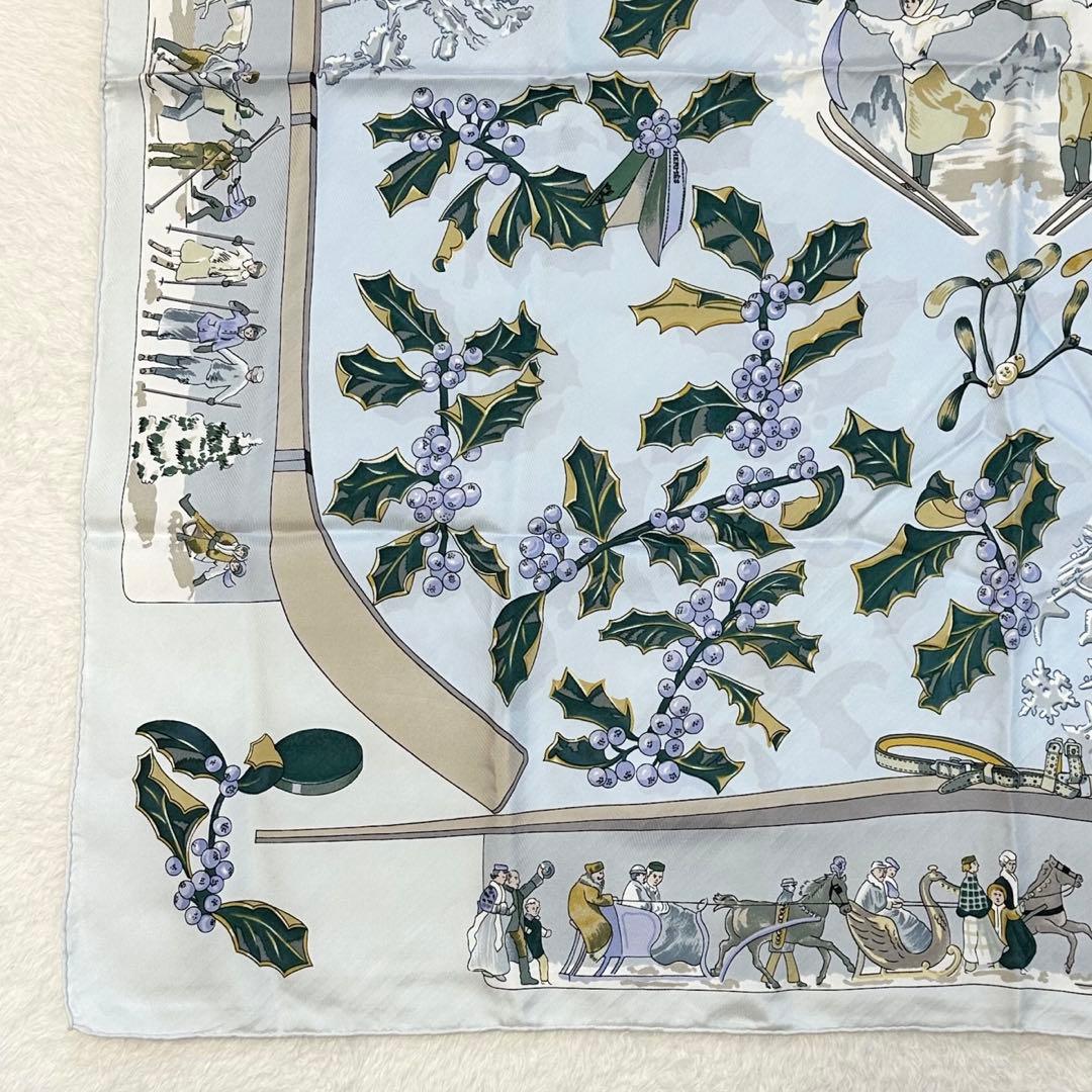 極美品✨エルメス カレ90 スカーフ Neige d'Antan 去年の雪 大判