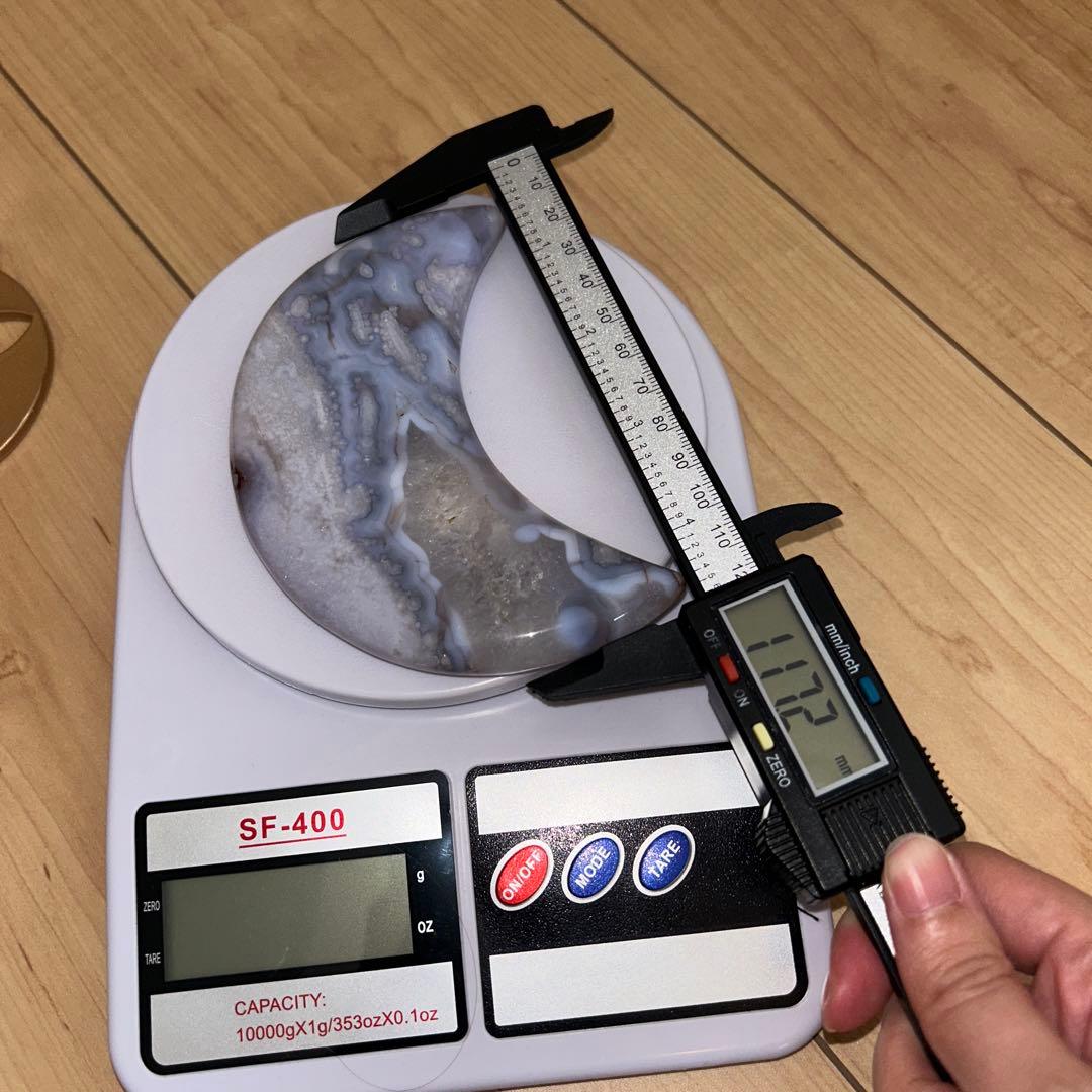 ブルー桜瑪瑙 bigサイズ 月 専用台座 クォーツ