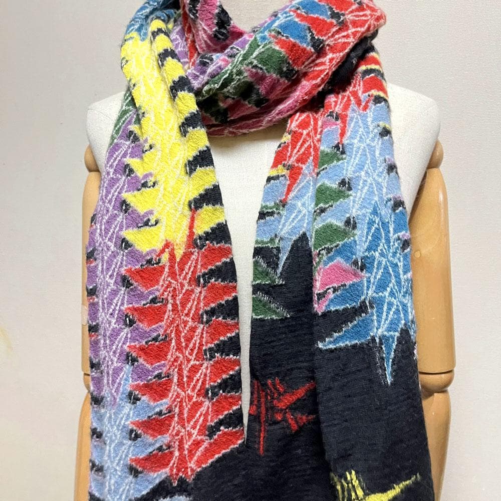 キャピタル 縮絨 ウール ピースフル 折り鶴 マフラー ストール マルチカラー