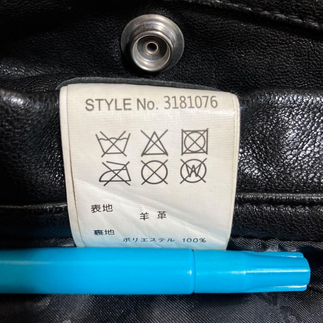 Schott ブラック レザー シングルライダースジャケット L