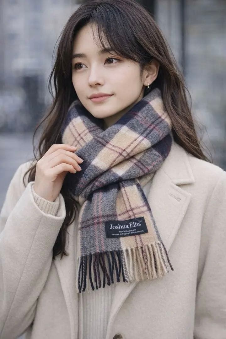 『最終お値下げ』Joshua Ellis チェック柄カシミヤマフラー
