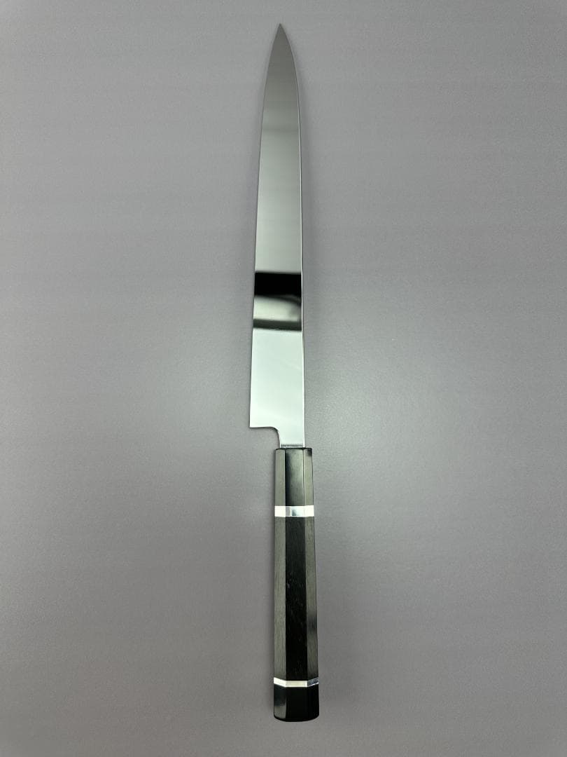 5546梵静刃物 ウルトラ鏡面仕上げ 柳刃包丁 尺 刺身包丁 黒檀二本銀巻八角柄