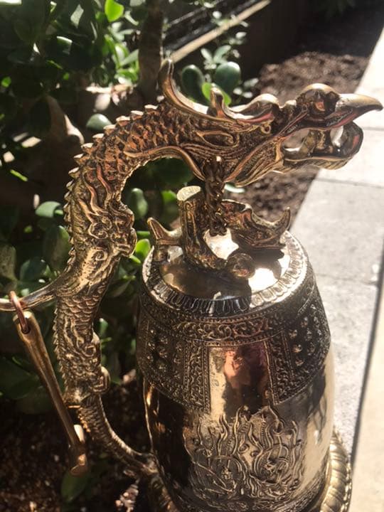 真鍮製釣鐘　龍　風水