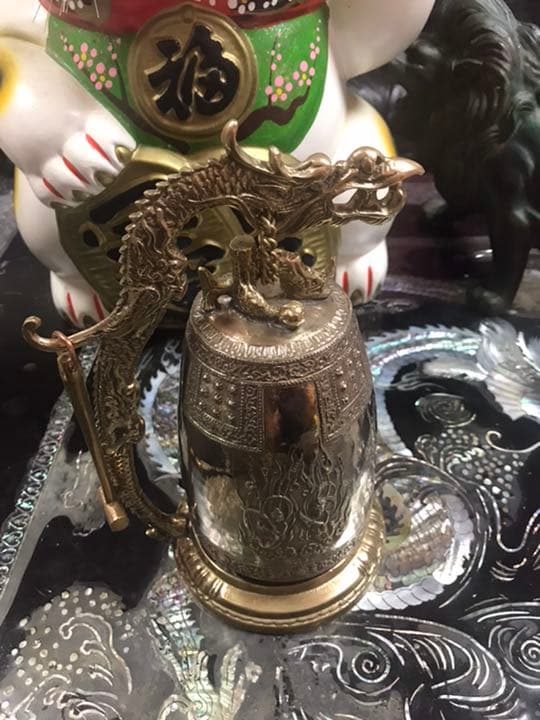 真鍮製釣鐘　龍　風水