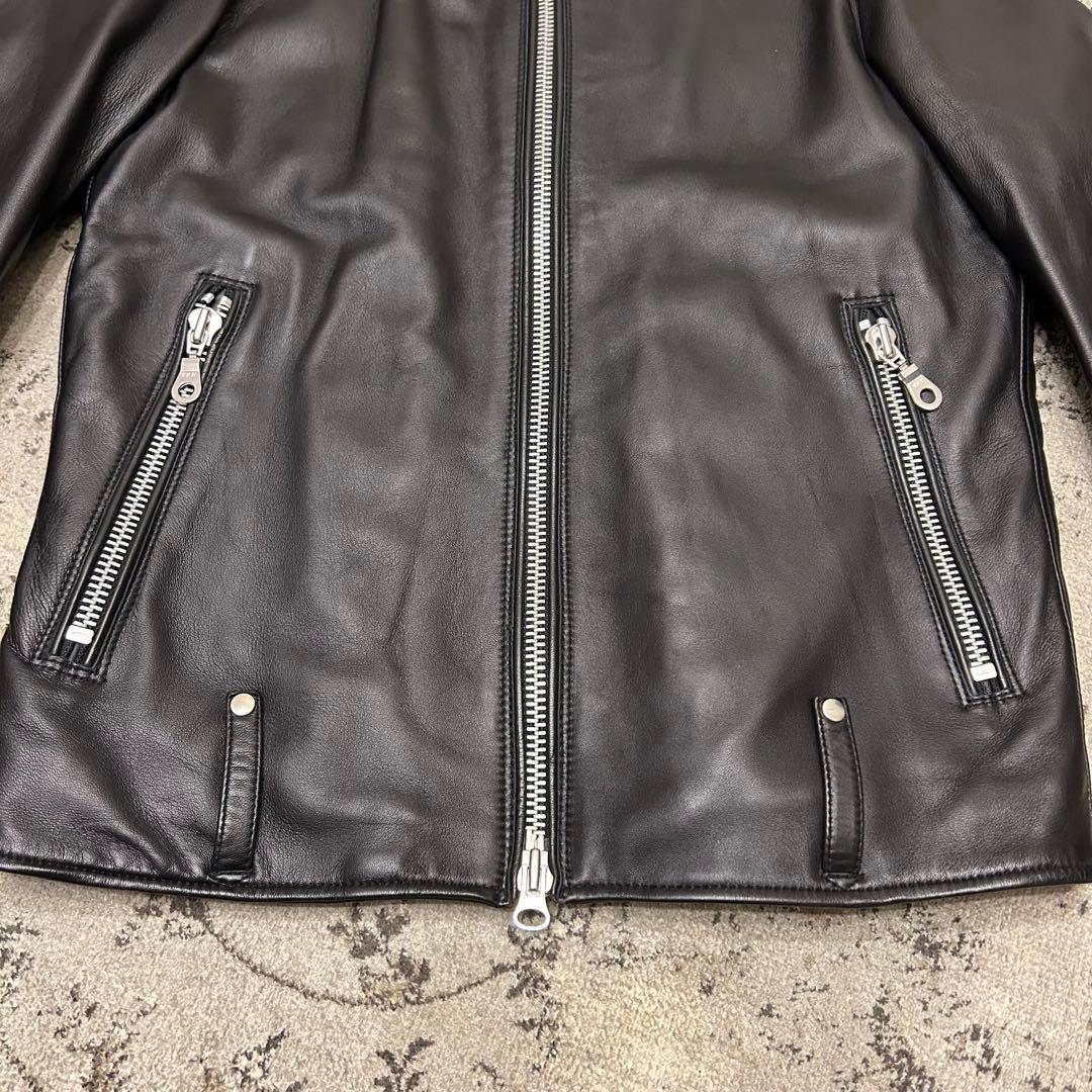 美品✨　ナノユニバース 羊革 ライダース ジャケット 黒 中綿 キルティング L