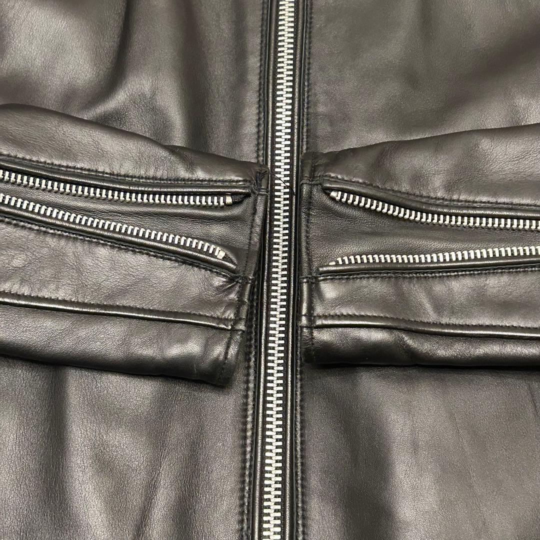 美品✨　ナノユニバース 羊革 ライダース ジャケット 黒 中綿 キルティング L